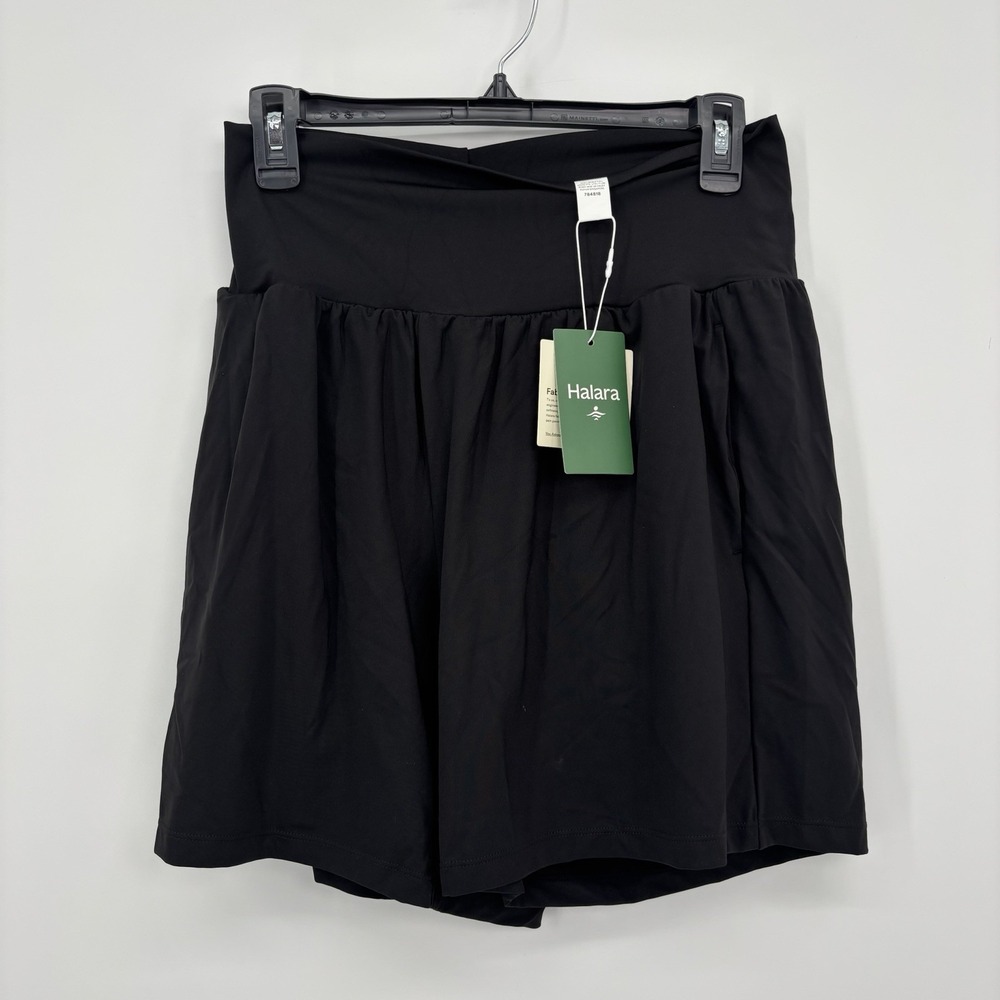 Halara SoftlyZero Airy Super High Waisted 2-in-1 Shorts 7" Black Women's Large